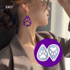 Dog Paw Water Drop Silicone Mold for Earrings Pendant DIY Jewelry Making