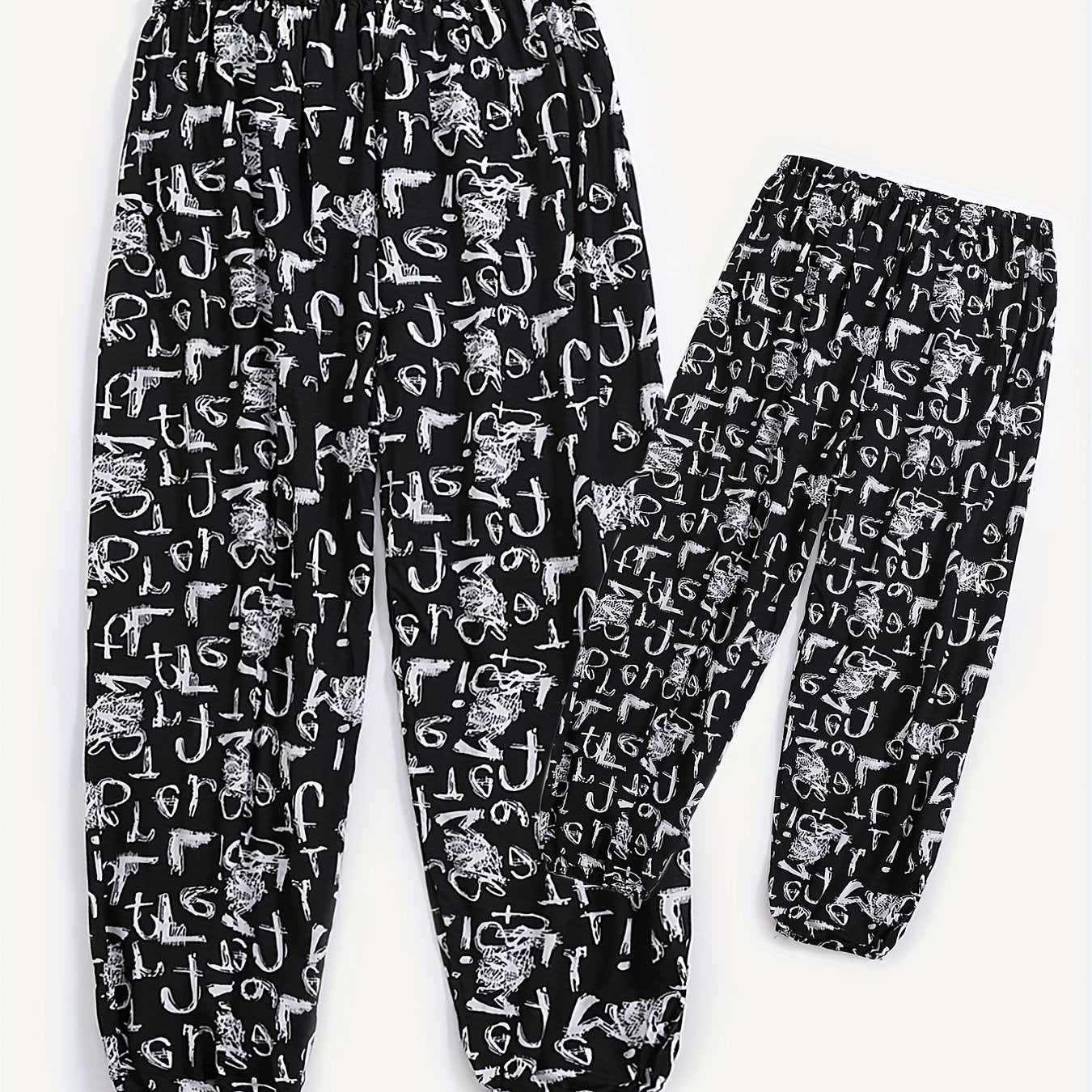 Alphabet Print Matching Sweatpants for Family Activities and Travel
