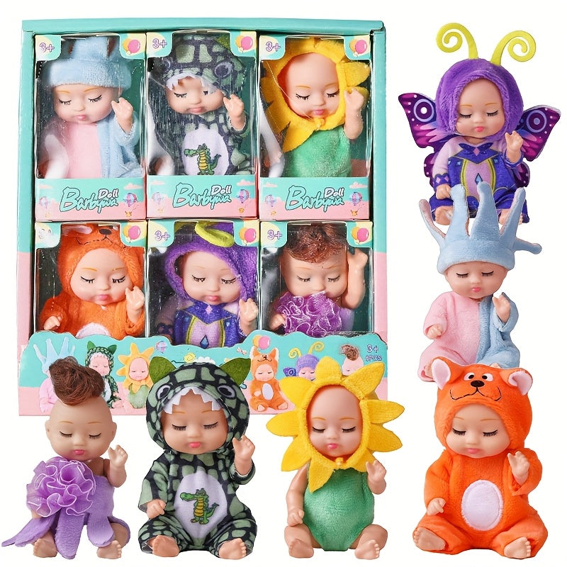 6pcs Realistic 4 Inch Youngsters Dolls Set with Pajamas