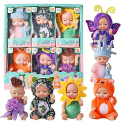 6pcs Realistic 4 Inch Youngsters Dolls Set with Pajamas