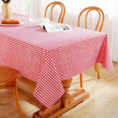 Summer Plaid Tablecloth Red, Rectangular Cover for Weddings, Durable