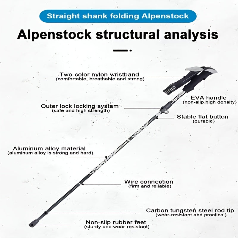 Telescopic Aluminum Hiking Poles Folding Crutches