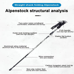 Telescopic Aluminum Hiking Poles Folding Crutches