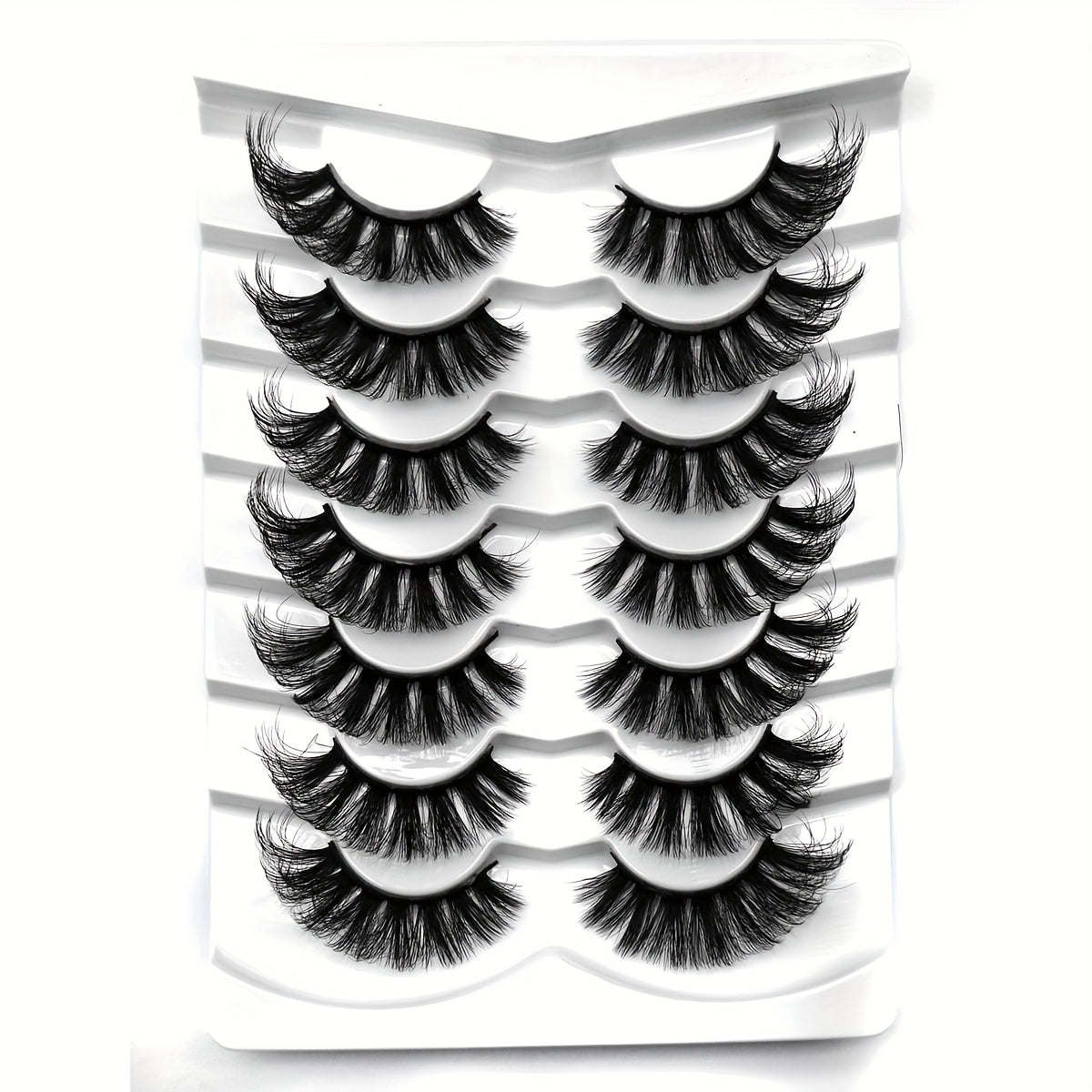 7 Pairs 18mm False Eyelashes Thick Curling - Cat Eye Look