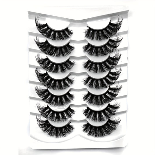 7 Pairs 18mm False Eyelashes Thick Curling - Cat Eye Look