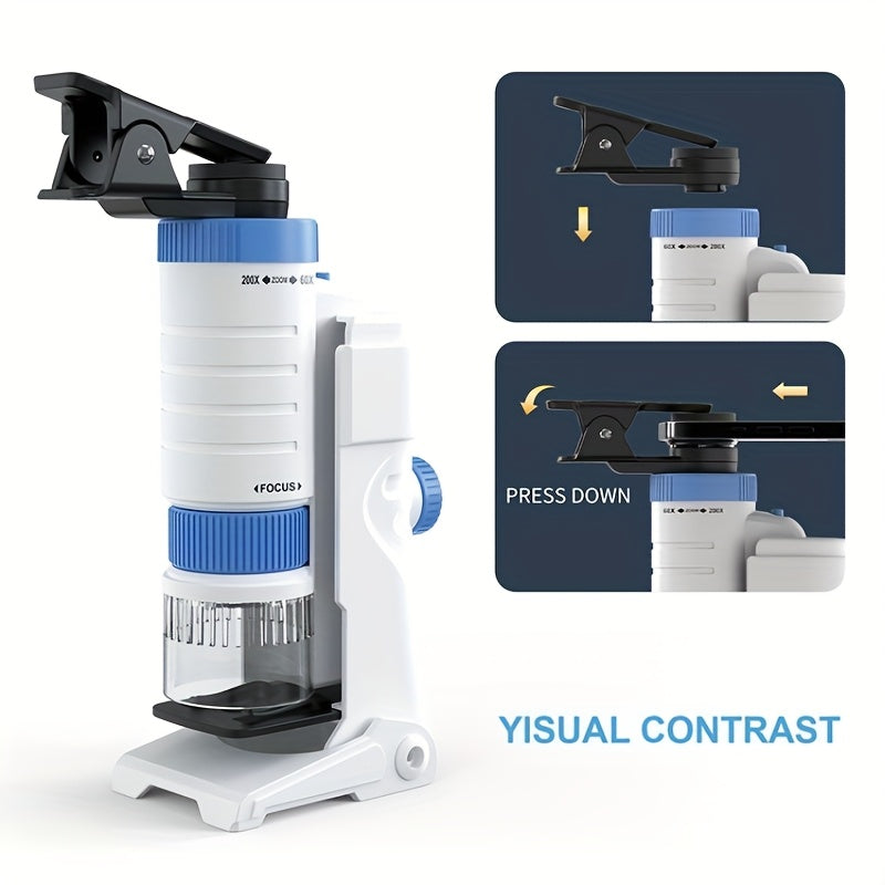 Kids' 3-in-1 Portable Microscope 200X Magnification Educational Toy