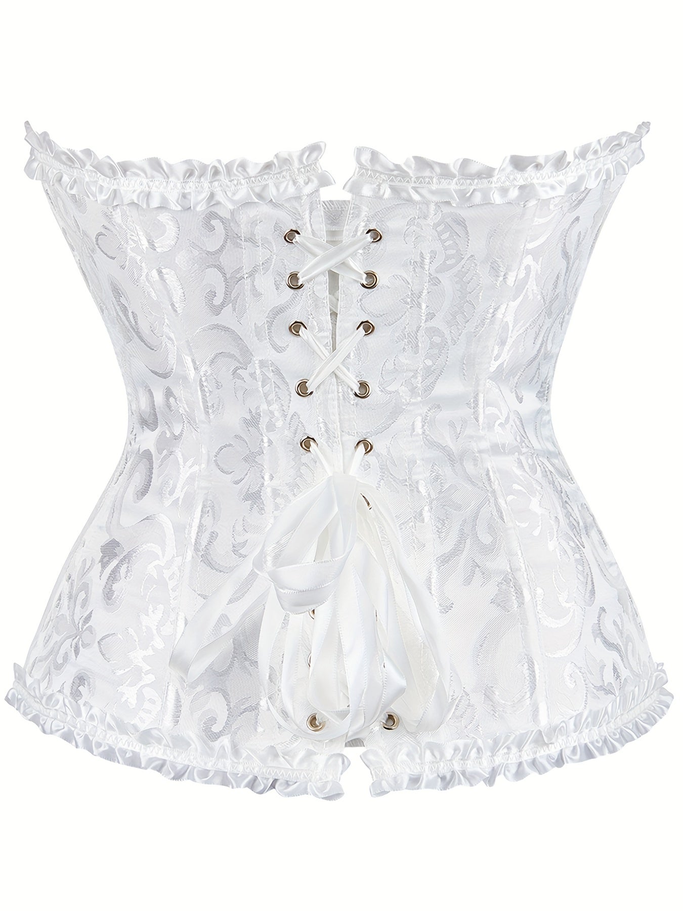 Floral Jacquard Underbust Corset Zip Lace Back