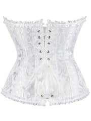 Floral Jacquard Underbust Corset Zip Lace Back