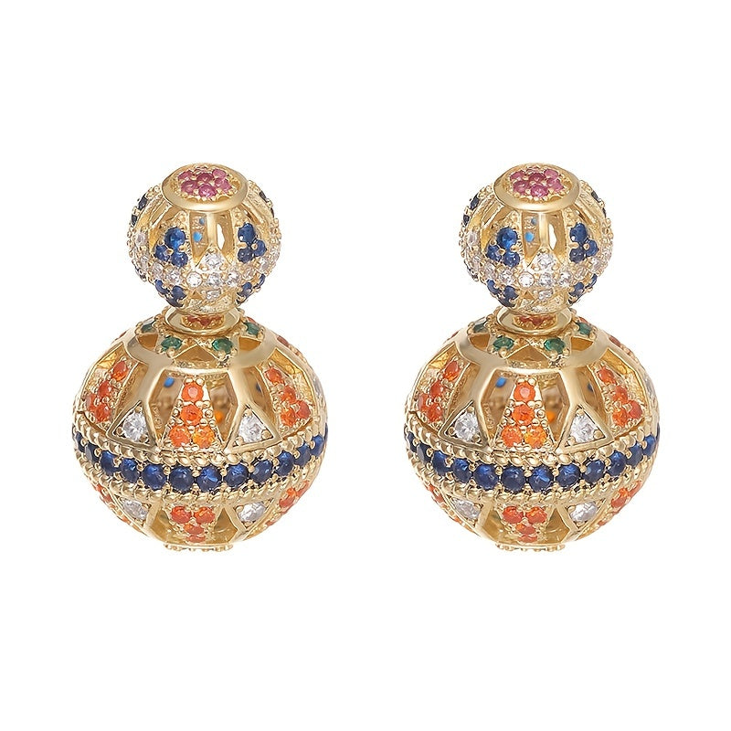 Colorful Zircon Ball Drop Dangle Earrings Female Accessories 1Pair