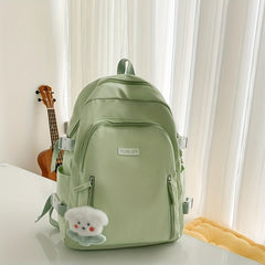 Casual Solid Backpack Zipper Large Capacity Rucksack School Bag