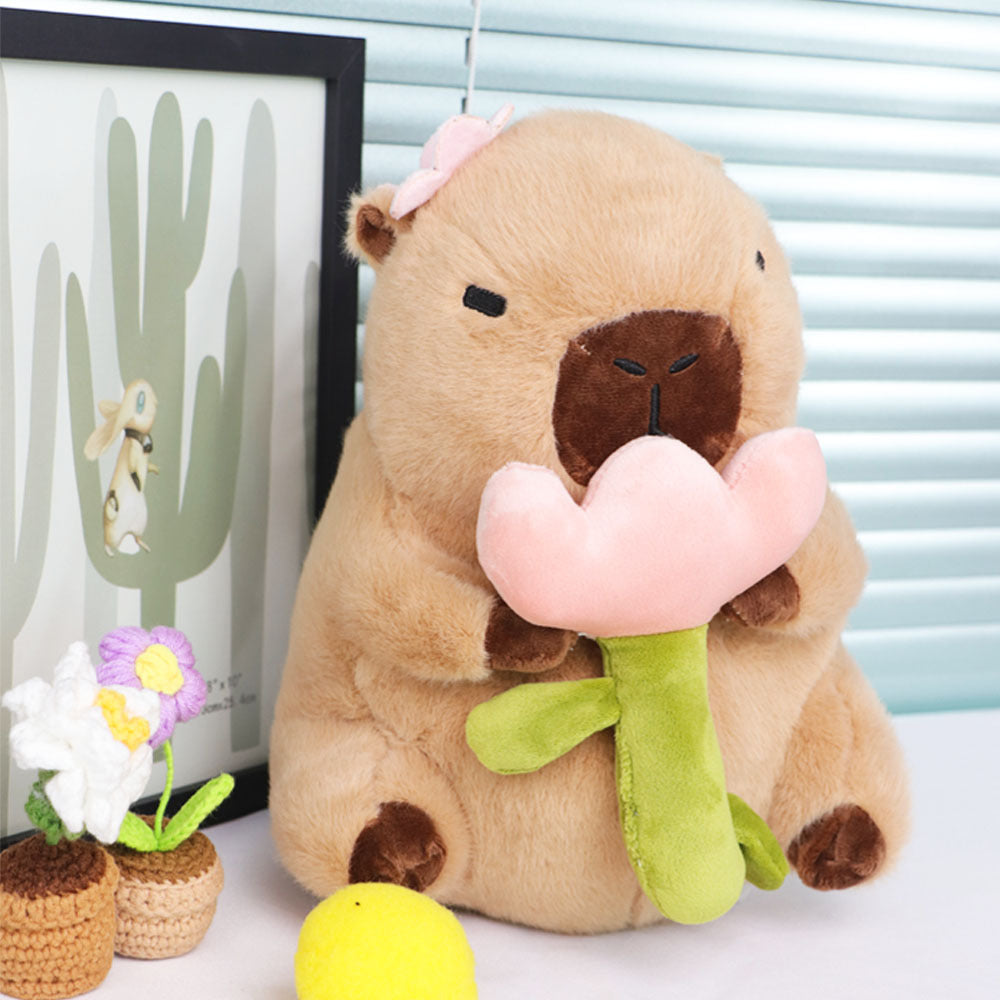 Capybara Plush Toy Stuffed Animal Flower Cozy