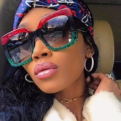 Y2K Glitter Block Gradient Sunglasses UV400