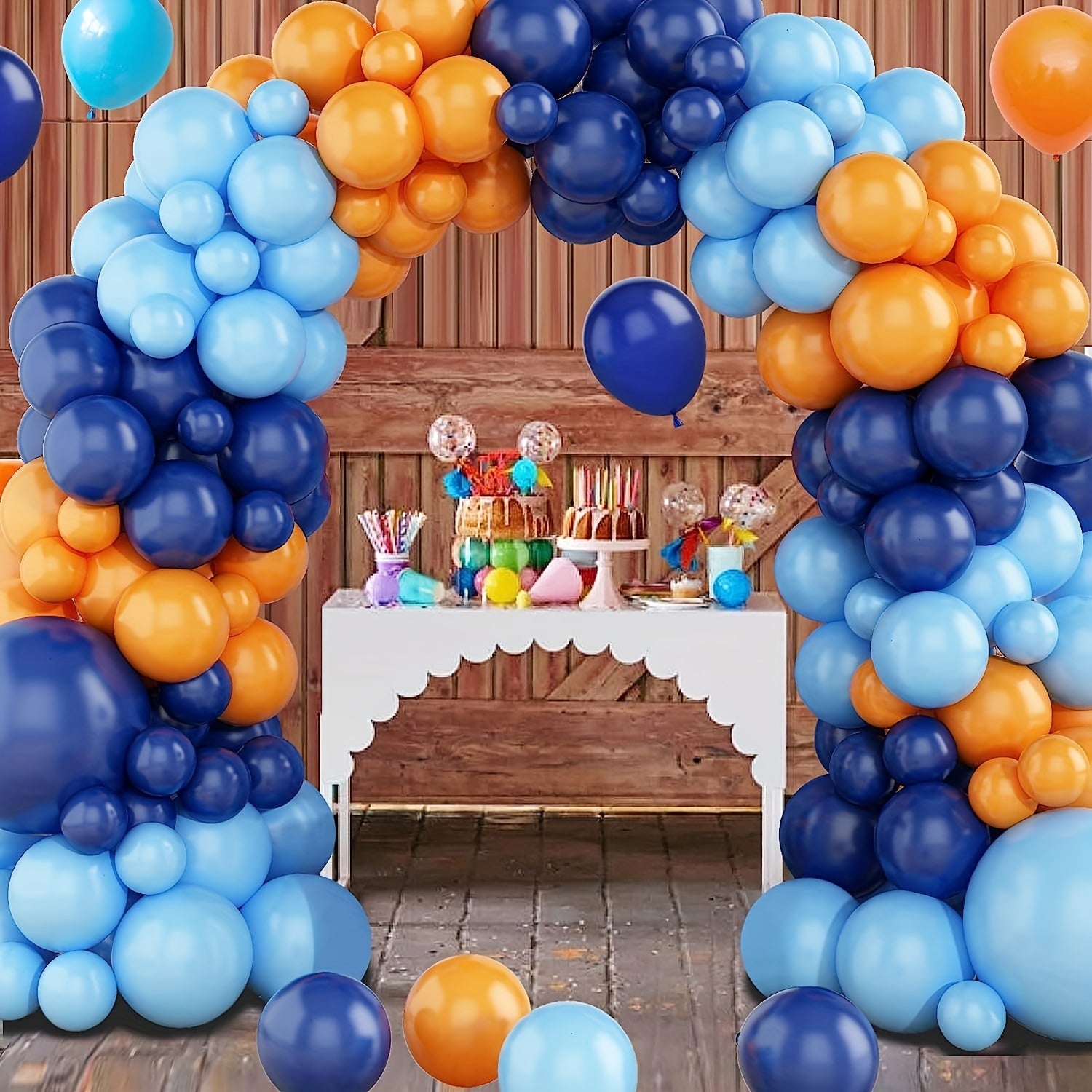 Navy and Orange Balloons Garland Arch Kit for Wedding Birthday Party