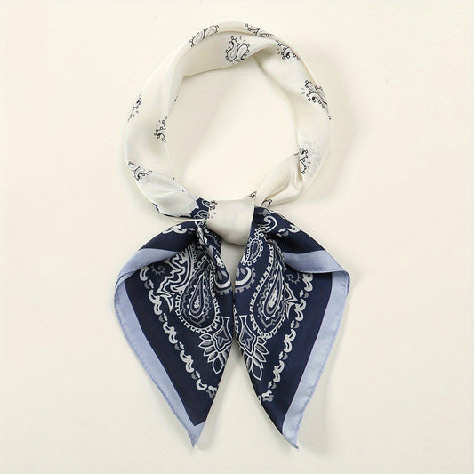 Paisley Print Satin Square Scarf Block Bandana Neckerchief