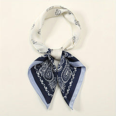 Paisley Print Satin Square Scarf Block Bandana Neckerchief