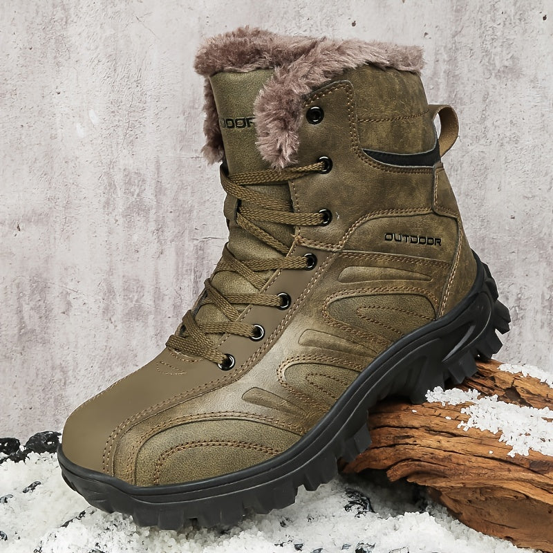Men's Outdoor Snow Boots Leather Warm Winter Hiking Boots