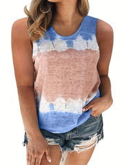  Tie Dye Round Neck Tank Top