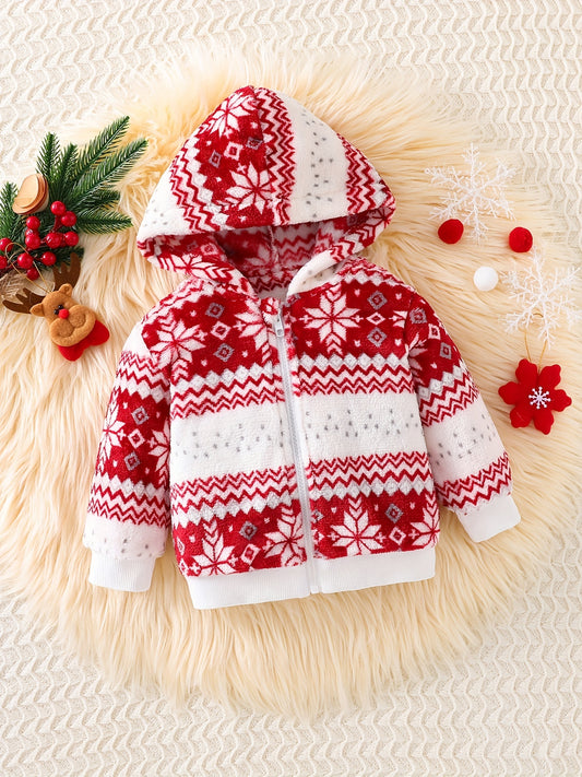 Snowflake Plush Coat for Girls - Warm & Stylish