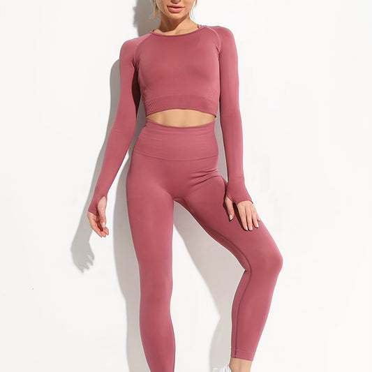 Yoga Set Crop Top & High Waist Leggings Women's Activewear