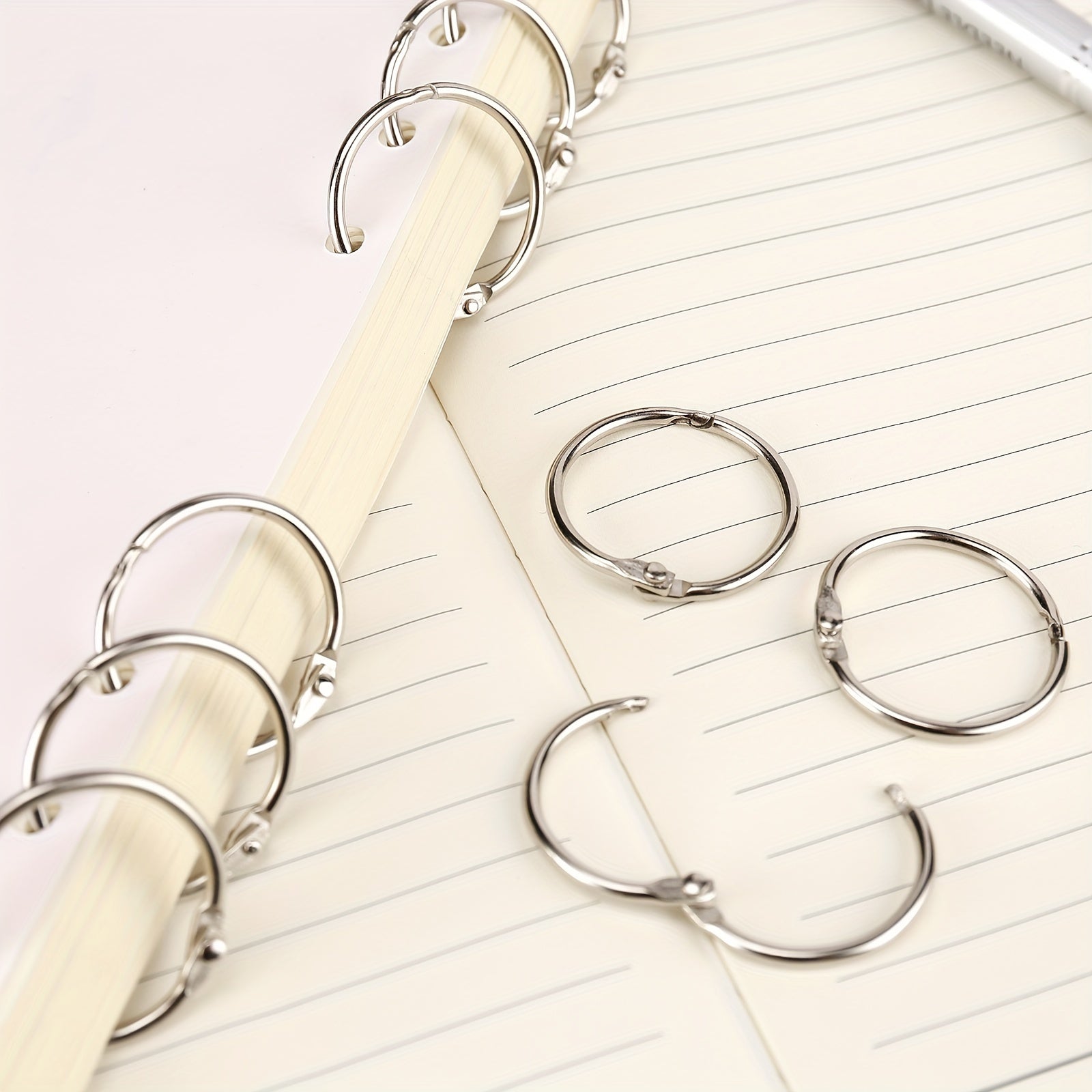 50 Packs 2.54 cm Nickel Plated Steel Binder Rings for School, Home