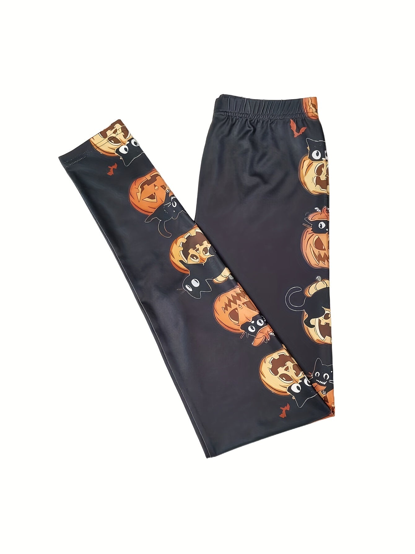 Halloween Pumpkin Print Skinny Leggings Women's