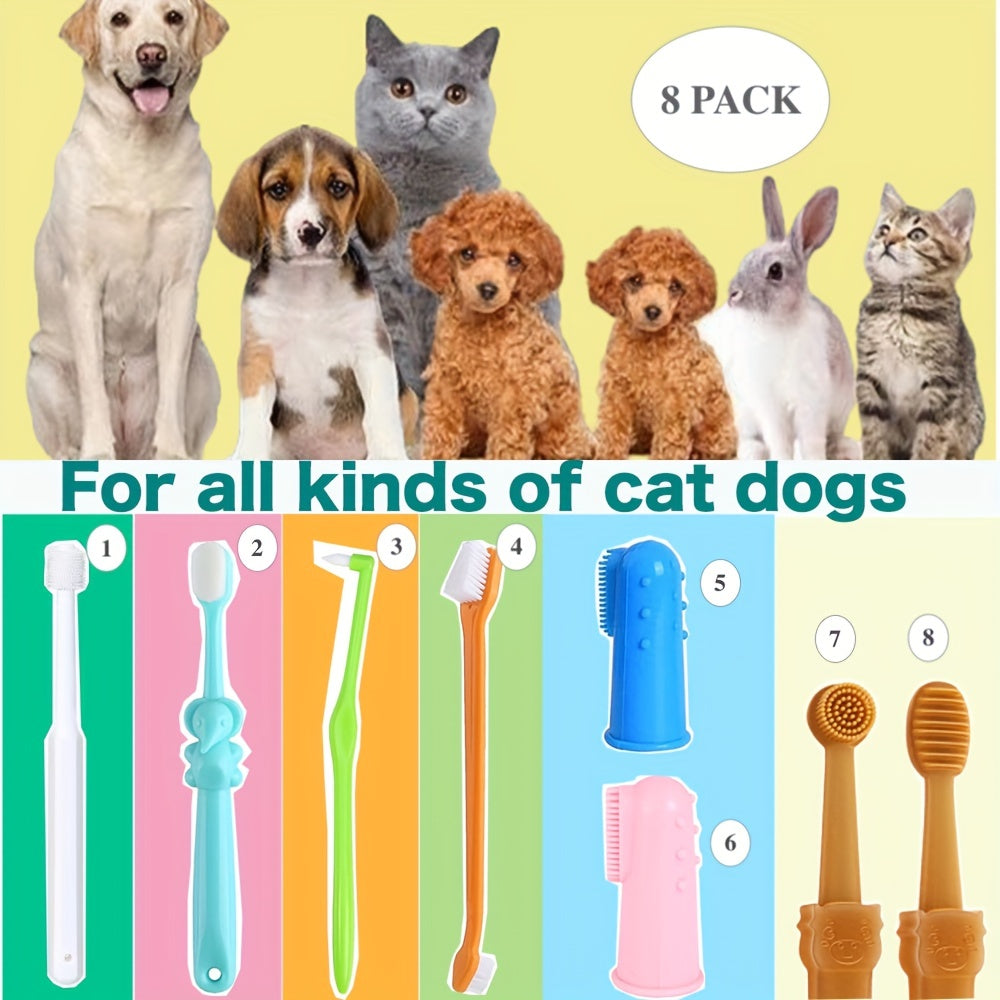 Pet Toothbrush Kit for Cats and Small Dogs 360 Head Soft Bristles