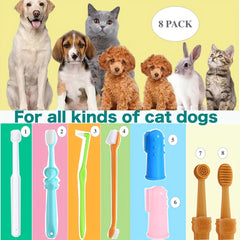 Pet Toothbrush Kit for Cats and Small Dogs 360 Head Soft Bristles