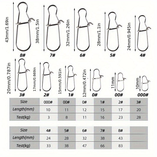 50pcs Fishing Hook Connector Duo Lock Snap Freshwater Saltwater Accessory