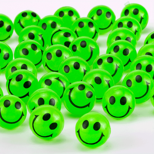 36 Glow In The Dark Smile Face Bouncing Balls Bulk Pack