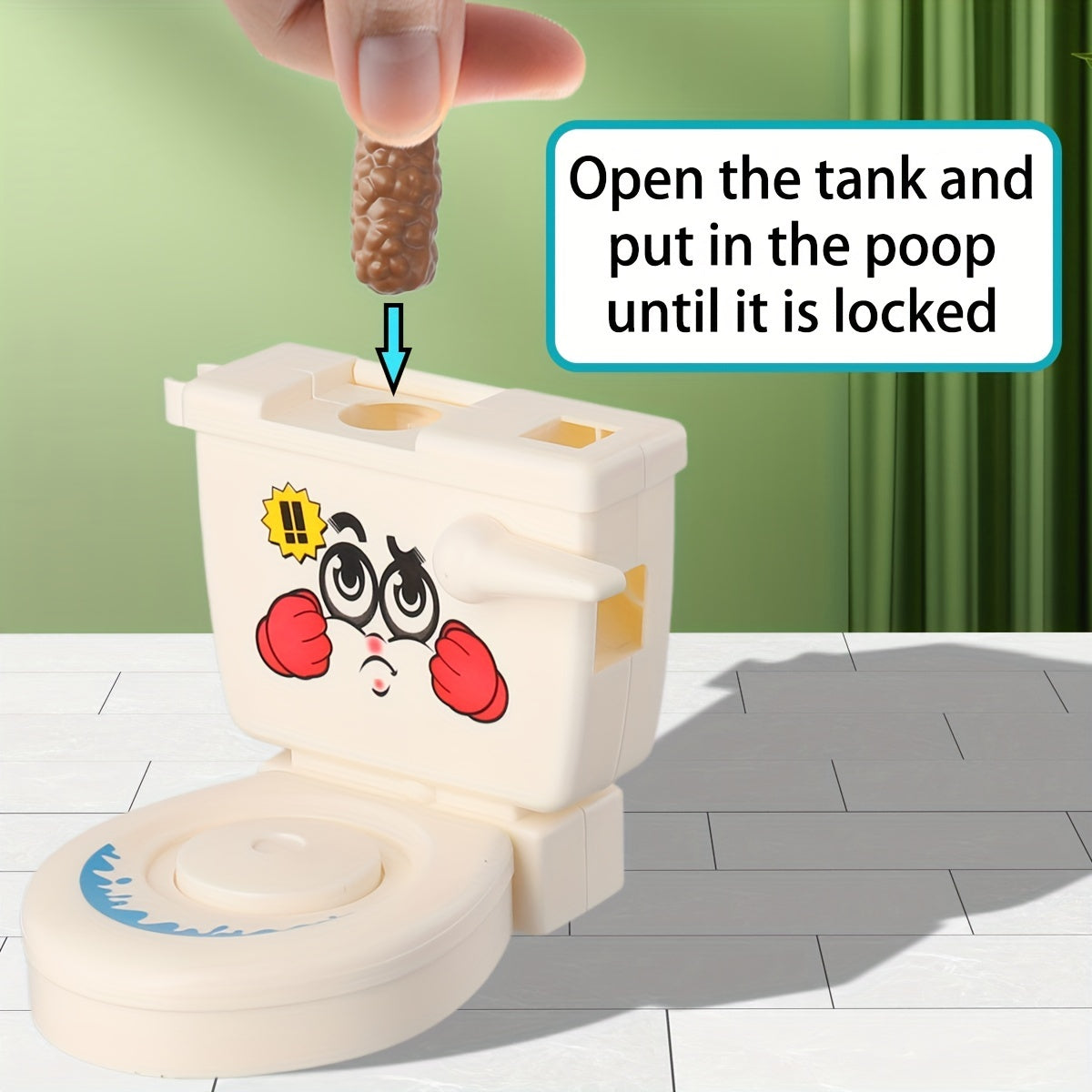 Toilet Flying Poop Game Plunger & Colorful Poop Figures 2-4 Players ABS