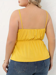  Solid Ribbed V Neck Cami Top Women's Plus Casual Slight Stretch
