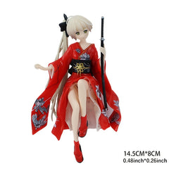Anime Girl Kimono Figure Car Ornament with Base