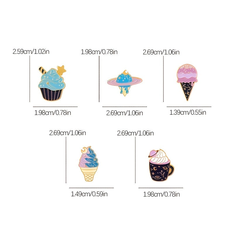 Ice Cream Cup Alloy Brooch Creative Cartoon Cone Shaped Baking Varnish Pin