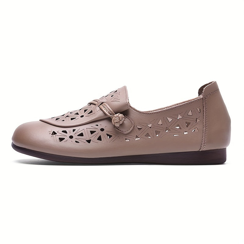 Women's Retro Hollow Out Flat Sandals Soft Sole Slip On Shoes