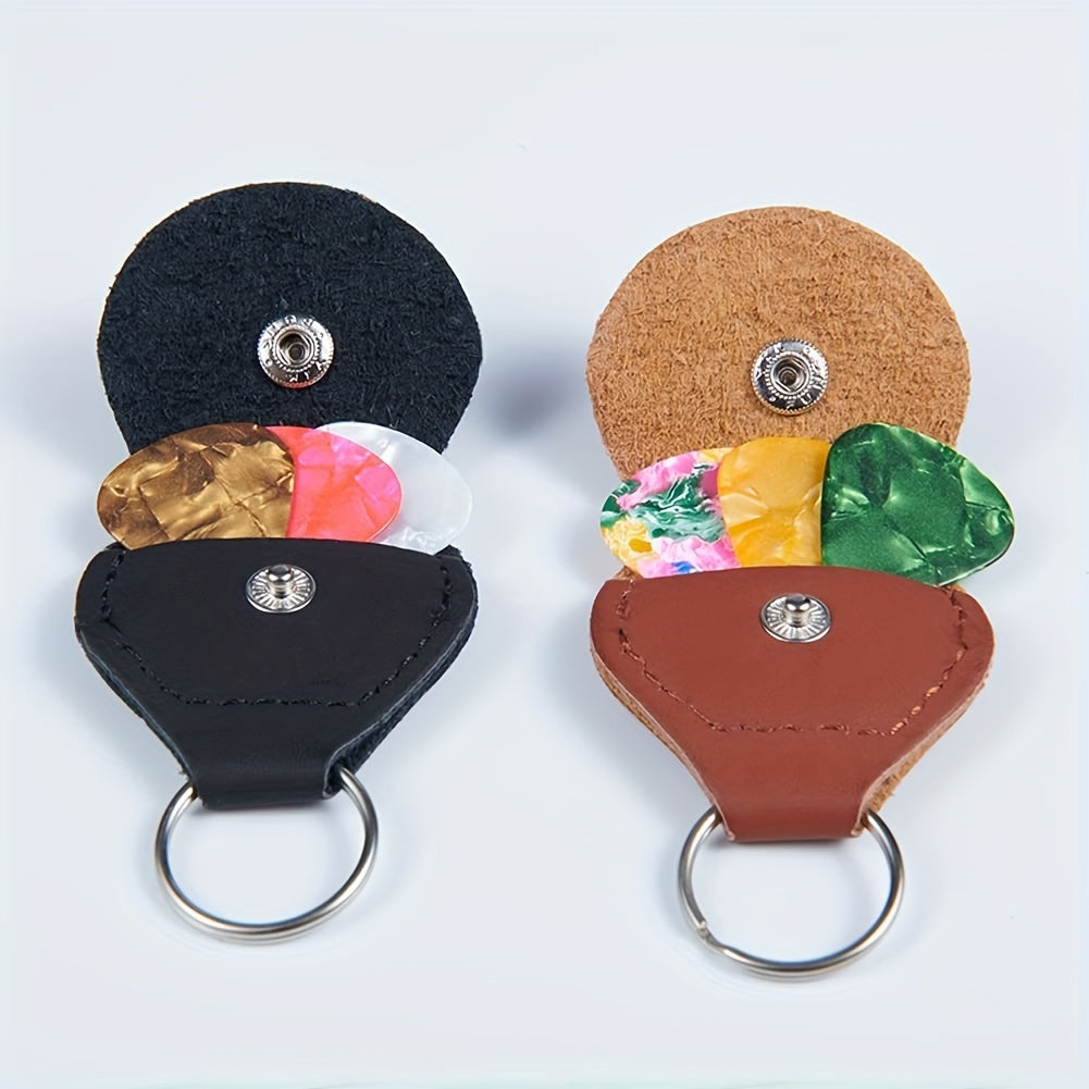 Guitar Pick Keychain Holder PU Leather Guitar Plectrum Holder