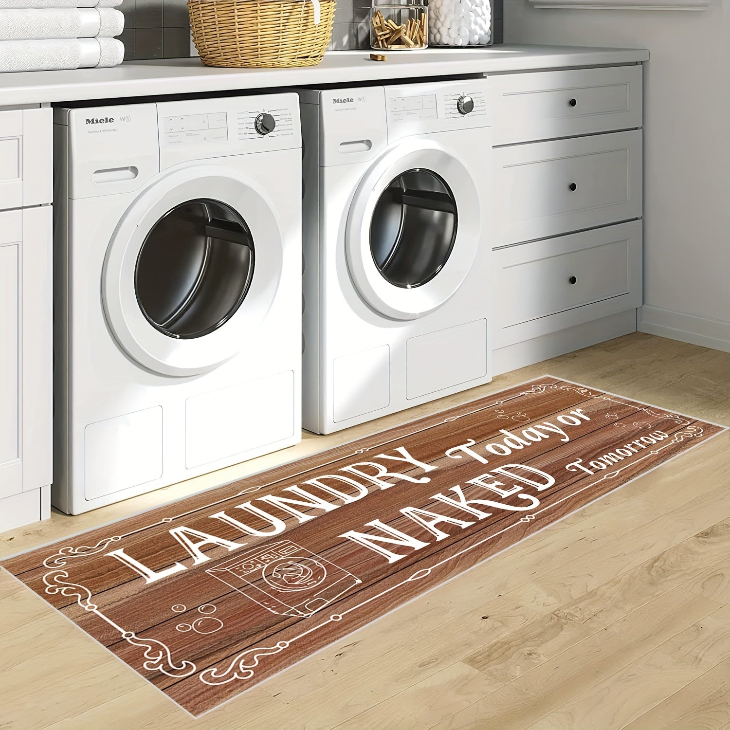 Farmhouse Laundry Runner Rug Anti Slip Kitchen Mat