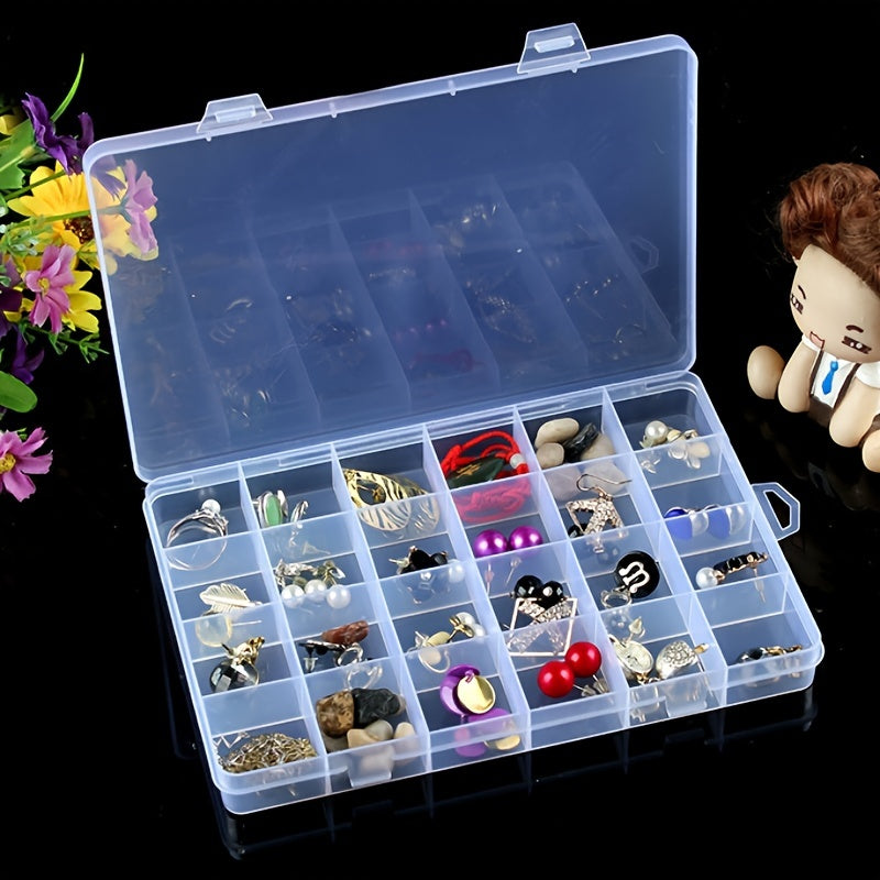 Plastic Compartment Jewelry Storage Box Earrings Organizer Case