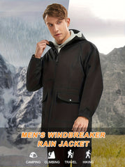 Men's Waterproof Hooded Rain Jacket for Outdoor Activities