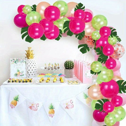 75pcs Hawaiian Party Balloon Arch Bridge Tropical Leaf Balloon Set