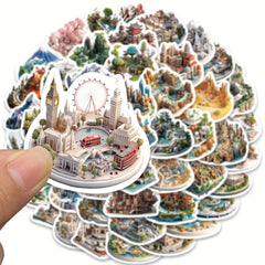 50 PCS 3D Castle World Stickers Waterproof Decals for Luggage