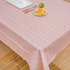 Waterproof Pink Plaid Tablecloth Tea Study Office Table Mat