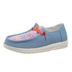Women's Lace Up Flat Loafers Geometric Pattern Anti skid