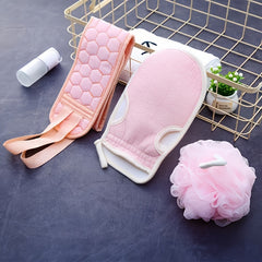 3pcs Bath Set Exfoliating Ball Glove Towel Back Scrubber for Spa Massage