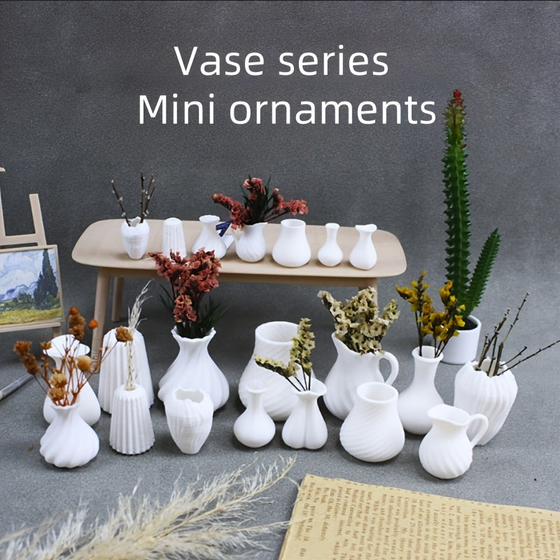 Mini Art Vase for Dollhouses Plastic Flower Arrangement DIY Collectible Display