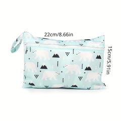 Waterproof Wet Dry Nappy Zipper Handbag Printed Baby Diaper Bag