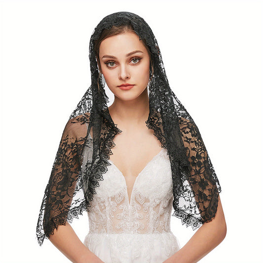 Sheer Lace Wedding Veil with Full Train Bridal Veil