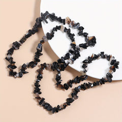 Vintage Boho Stone Beaded Chain Necklace Jewelry
