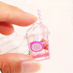 Luminous Bubble Tea Keychain Acrylic Charm for Women