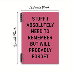 Funny Spiral Notebook 14x20 Pink Lettering, Removable Lined Pages