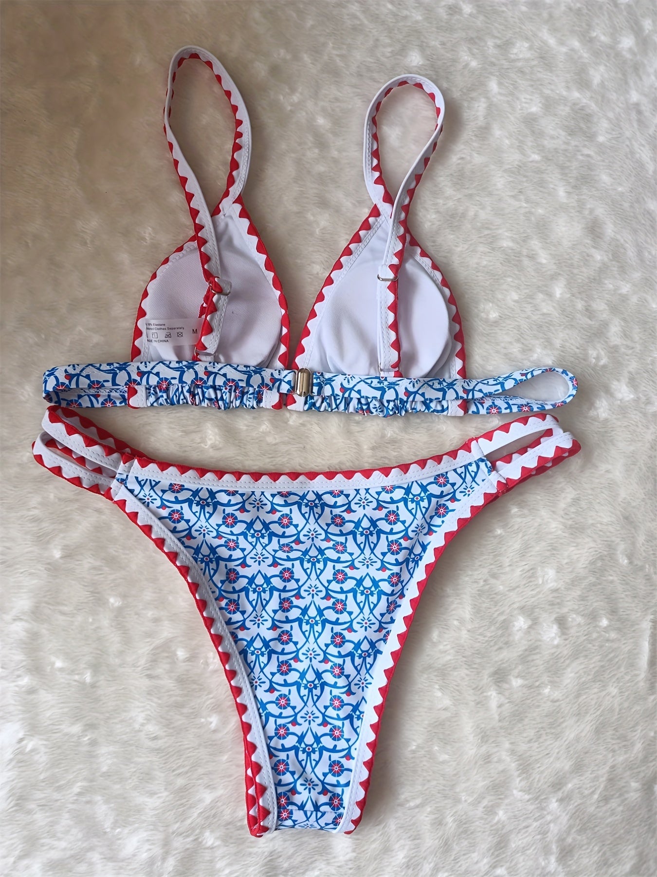 Floral Print Bikini Set Back Buckle Cut Out High Cut 2 Piece Swimsuit